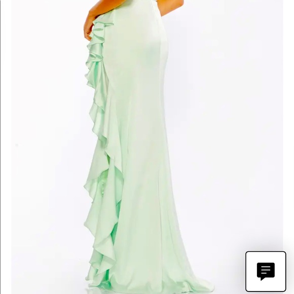 Mac Duggal satin ruffle asymmetrical gown - Picture 2 of 8